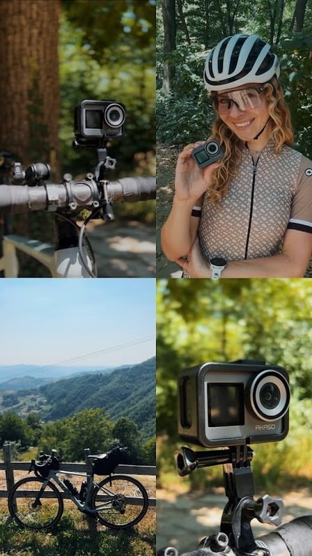 Akaso camera on the bike