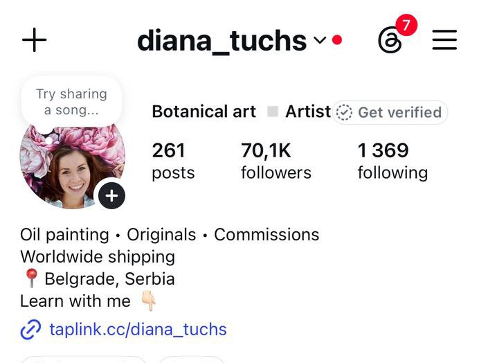 Botanical art account @diana_tuchs: 70.1K followers