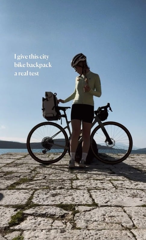 Bike with Easicyco backpack by the sea