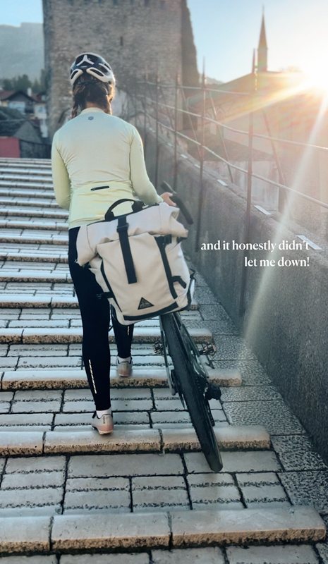 Carrying the bike up the stairs