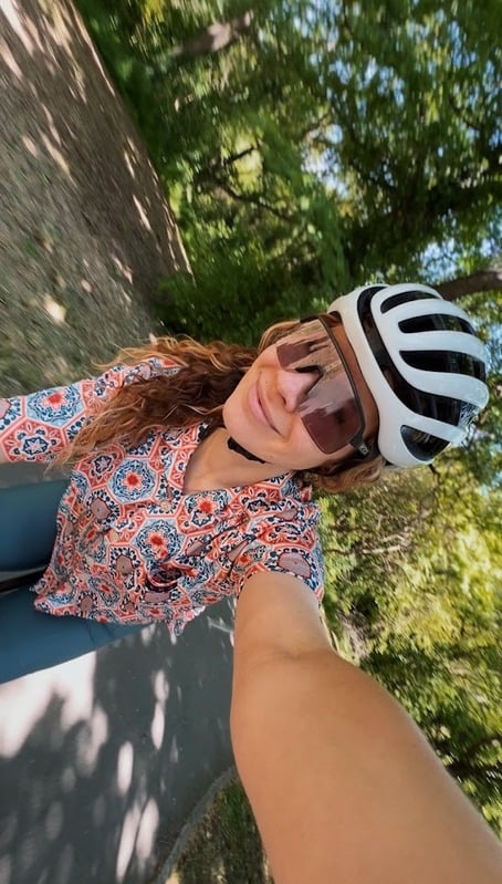 Selfie in a cycling helmet
